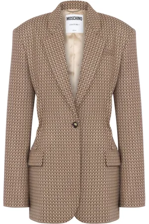 Moschino Wollblazer mit Logo-Print