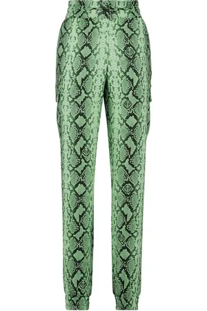 Philipp Plein Satin-Cargohose mit Schlangenleder-Print