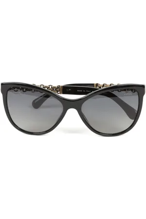 CHANEL 2000s Cat-Eye-Sonnenbrille mit Kette