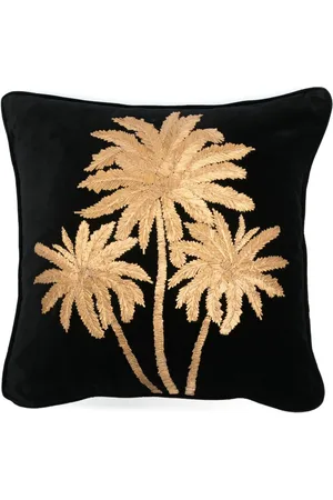 Les-Ottomans X Browns Samtkissen mit Palmenstickerei (45cm x 45cm)