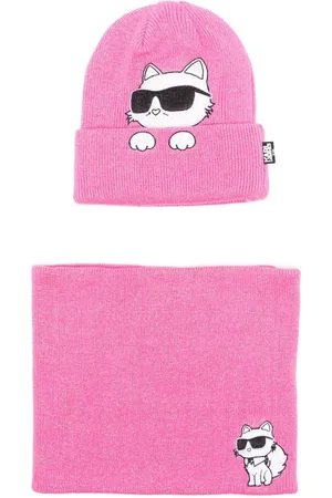 Karl Lagerfeld Set aus Beanie und Schal mit Logo-Print