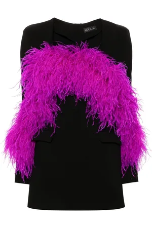 LOULOU Minikleid mit Federbesatz
