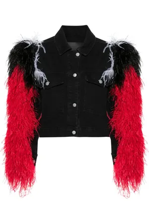 LOULOU Jeansjacke mit Federn