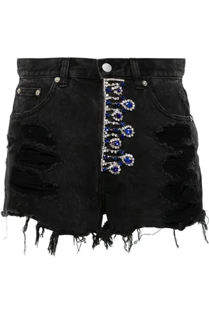 LOULOU Jeans-Shorts mit Kristallen