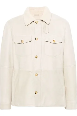 Brunello Cucinelli Wildlederjacke mit Shearling-Kragen