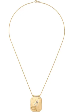 Marie Lichtenberg 18kt Love You Gelbgoldhalskette mit Diamanten und Saphiren
