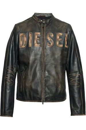 Diesel Lederjacke mit Logo-Prägung