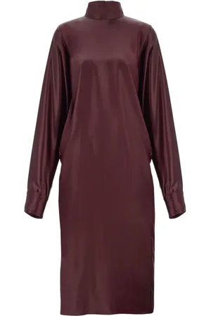 Salvatore Ferragamo Satin Kleid mit Stehkragen