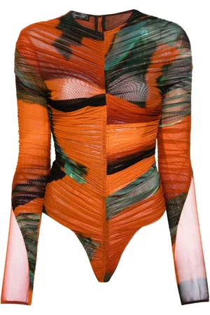 MUGLER Mesh-Body mit Archive-Print