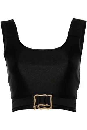 Roberto Cavalli Crop-Top mit Logobändern