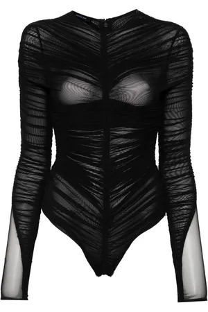 MUGLER Semi-transparenter Body mit Raffungen