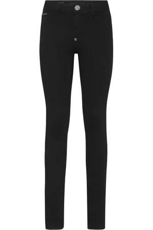 Philipp Plein Halbhohe Skinny-Jeans mit Logo-Applikation