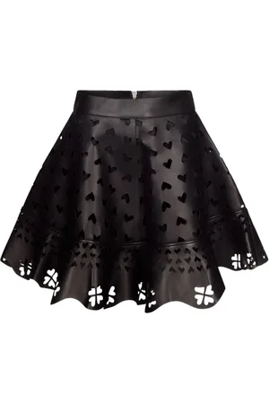 AREA Leder-Minirock mit Laser-Cuts