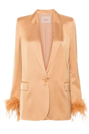 Twin-Set Satin-Blazer mit Federbesatz