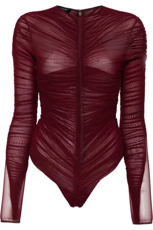MUGLER Semi-transparenter Body mit Raffungen