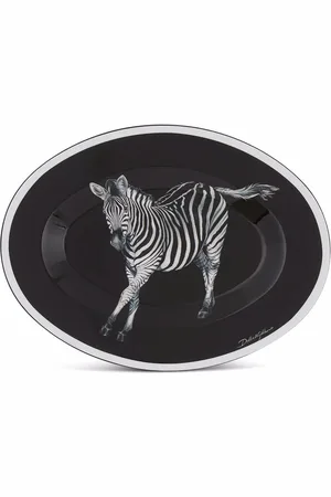 Dolce & Gabbana Holztablett mit Zebra-Print