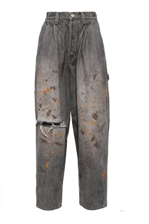 DOUBLET Tapered-Jeans mit Graffiti-Effekt