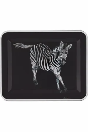 Dolce & Gabbana Holztablett mit Zebra-Print
