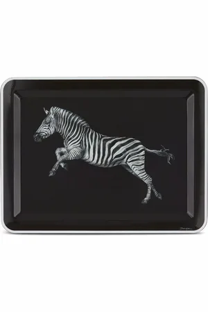 Dolce & Gabbana Holztablett mit Zebra-Print