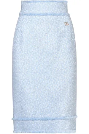 Dolce & Gabbana Gerader Tweed-Rock mit Logo-Applikation