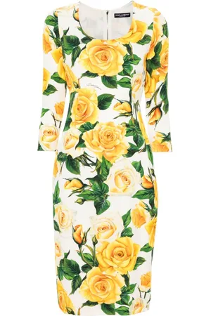 Dolce & Gabbana Kleid aus Seidengemisch mit Blumen-Print