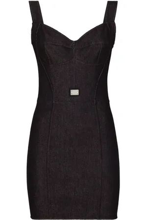 Dolce & Gabbana Bustier-Kleid mit Logo-Schild