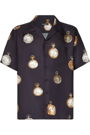 Dolce & Gabbana Seidenhemd mit Uhrenmotiv
