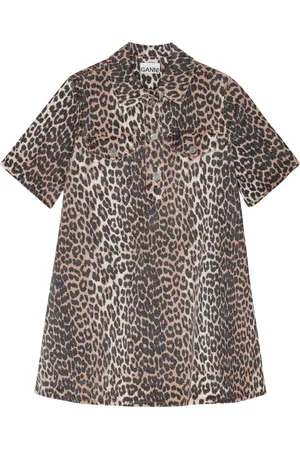 Ganni Jeans-Minirock mit Animal-Print