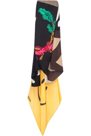 Moschino Asymmetrischer Seidenrock mit Print-Mix