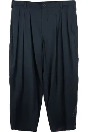 YOHJI YAMAMOTO Tapered-Bundfaltenhose mit Print