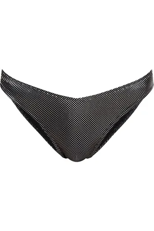 Moschino Bikinihöschen im Metallic-Look mit Logo-Print