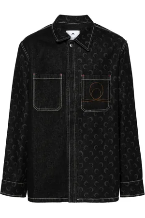 Marine Serre Jeans-Hemdjacke mit Moon-Laser