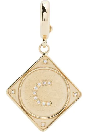 Lauren Rubinski 14kt Mono Bruno Letter Gelbgoldanhänger mit Diamant