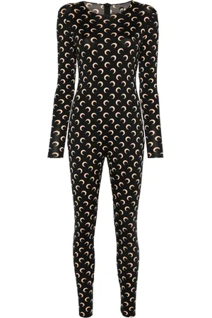 Marine Serre Jersey-Catsuit mit Mond-Print