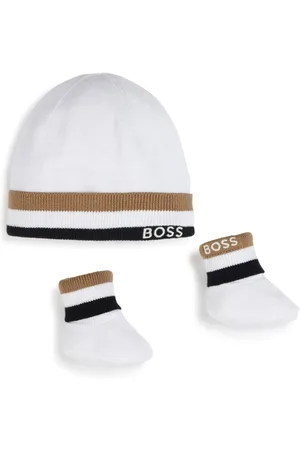 HUGO BOSS Fein gestrickte Beanie-Set mit Streifen