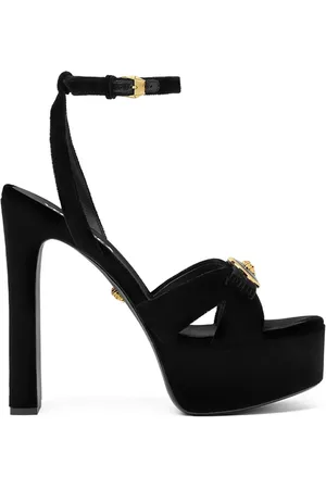 VERSACE Gianni Ribbon Sandalen aus Samt 140mm