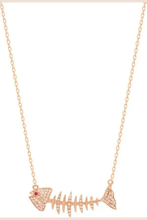 KAMUSHKI 18kt Fish Rotgoldhalskette mit Saphir und Diamant
