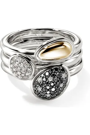 John Hardy 14kt Pebble Gelbgoldring mit Diamant
