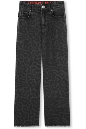HUGO BOSS Gerade Jeans mit Leoparden-Print