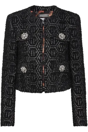 Philipp Plein Tweed-Jacke mit Monogramm