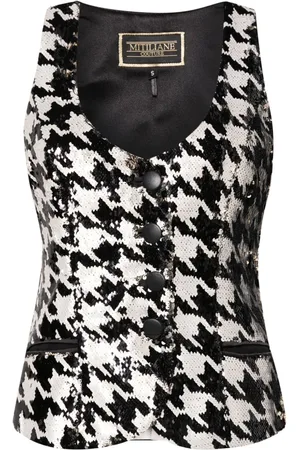 MITILIANE COUTURE Paillettenweste mit Hahnentrittmuster
