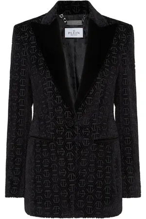Philipp Plein Einreihiger Samtblazer mit Monogramm