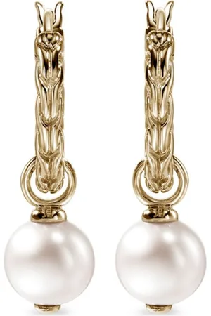 John Hardy 14kt JH Essential Gelbgoldcreolen mit Perlen