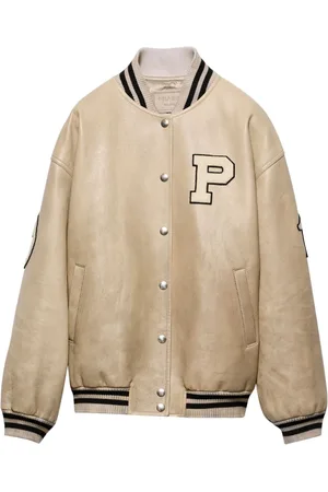 Prada Bomberjacke aus Leder mit Logo-Applikation
