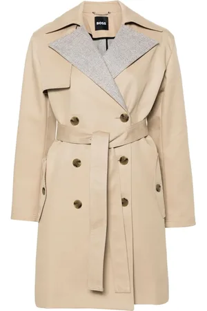 HUGO BOSS Trenchcoat mit Prince-of-Wales-Karomuster