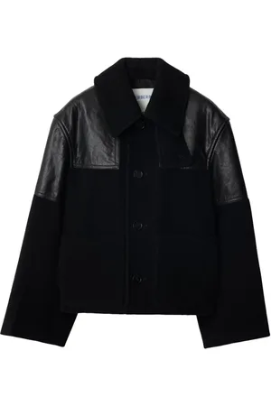 Burberry Leder-Woll-Jacke mit Einsätzen