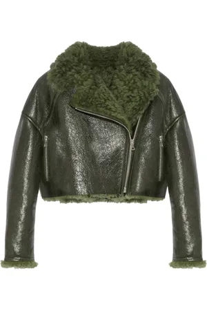 YVES SALOMON Cropped-Bikerjacke aus Lackmerino