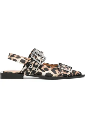 Ganni Satin-Ballerinas mit Leoparden-Print