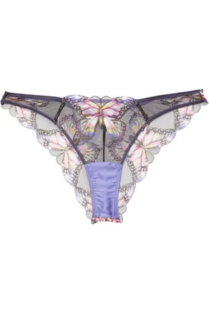 FLEUR DU MAL Cheeky Slip mit Schmetterlingsstickerei