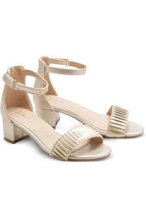 Tulleen Plissierte Sandalen mit Blockabsatz